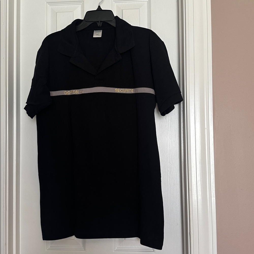 Black Security Polo Shirt says Goron S.A, Security